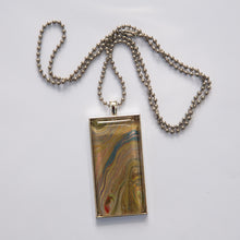 Load image into Gallery viewer, Pendant Necklace in Blue, Pink, Brown, Green &amp; Red Fluid Art Necklace, Ball Chain Necklace, Jewelry
