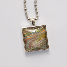 Load image into Gallery viewer, Square Pendant Necklace, Fluid Art Necklace, Ball Chain Necklace, Jewelry
