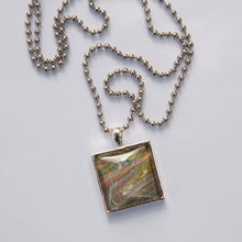 Load image into Gallery viewer, Square Pendant Necklace, Fluid Art Necklace, Ball Chain Necklace, Jewelry
