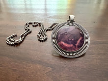Load image into Gallery viewer, Pendant ball chain necklace in purple, lilac and pink with antique silver finish
