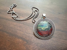 Load image into Gallery viewer, Pendant ball chain necklace in yellow, green, black, blue and red with antique silver finish
