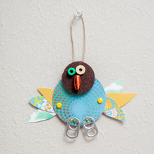 Load image into Gallery viewer, Kiwi /  Adjustable Robot Monster Ornament / Mixed Media Paper Arts / Paper Doll  Creatures/ Paper Puppet
