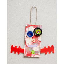 Load image into Gallery viewer, Pat / Adjustable Robot Monster Ornament / Mixed Media Paper Arts / Paper Doll  Creatures/ Paper Puppet
