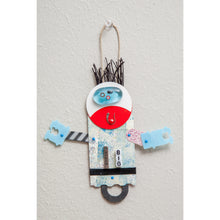 Load image into Gallery viewer, Herbert / Adjustable Robot Monster Ornament / Mixed Media Paper Arts / Paper Doll  Creatures/ Paper Puppet
