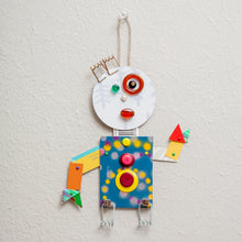 Load image into Gallery viewer, Danny /  Adjustable Robot Monster Ornament / Mixed Media Paper Arts / Paper Doll  Creatures/ Paper Puppet
