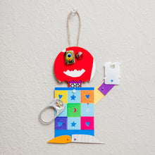 Load image into Gallery viewer, Arnold the Astronomer / Adjustable Robot Monster Ornament / Mixed Media Paper Arts / Paper Doll  Creatures/ Paper Puppet
