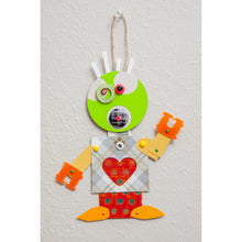 Load image into Gallery viewer, Bart / Adjustable Robot Monster Ornament / Mixed Media Paper Arts / Paper Doll  Creatures/ Paper Puppet
