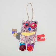 Load image into Gallery viewer, Kamala / Adjustable Robot Monster Ornament / Mixed Media Paper Arts / Paper Doll  Creatures/ Paper Puppet
