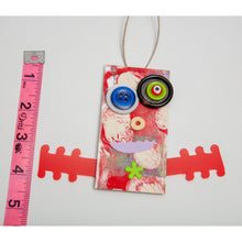 Load image into Gallery viewer, Pat / Adjustable Robot Monster Ornament / Mixed Media Paper Arts / Paper Doll  Creatures/ Paper Puppet
