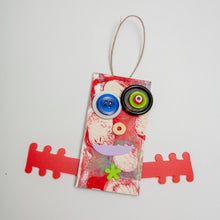 Load image into Gallery viewer, Pat / Adjustable Robot Monster Ornament / Mixed Media Paper Arts / Paper Doll  Creatures/ Paper Puppet

