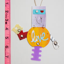 Load image into Gallery viewer, Sunny / Adjustable Robot Monster Ornament / Mixed Media Paper Arts / Paper Doll  Creatures/ Paper Puppet
