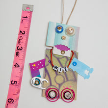 Load image into Gallery viewer, Toto / Adjustable Robot Monster Ornament / Mixed Media Paper Arts / Paper Doll  Creatures/ Paper Puppet
