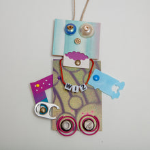 Load image into Gallery viewer, Toto / Adjustable Robot Monster Ornament / Mixed Media Paper Arts / Paper Doll  Creatures/ Paper Puppet
