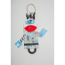 Load image into Gallery viewer, Herbert / Adjustable Robot Monster Ornament / Mixed Media Paper Arts / Paper Doll  Creatures/ Paper Puppet
