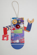 Load image into Gallery viewer, Teddy / Adjustable Robot Monster Ornament / Mixed Media Paper Arts / Paper Doll  Creatures/ Paper Puppet
