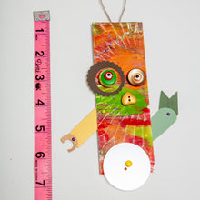 Load image into Gallery viewer, Luca / Adjustable Robot Monster Ornament / Mixed Media Paper Arts / Paper Doll  Creatures/ Paper Puppet
