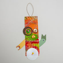 Load image into Gallery viewer, Luca / Adjustable Robot Monster Ornament / Mixed Media Paper Arts / Paper Doll  Creatures/ Paper Puppet
