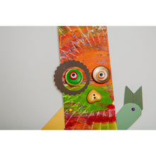 Load image into Gallery viewer, Luca / Adjustable Robot Monster Ornament / Mixed Media Paper Arts / Paper Doll  Creatures/ Paper Puppet
