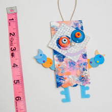 Load image into Gallery viewer, Ollie /  Adjustable Robot Monster Ornament / Mixed Media Paper Arts / Paper Doll  Creatures/ Paper Puppet
