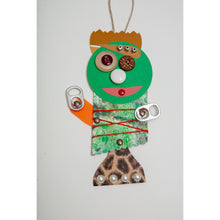 Load image into Gallery viewer, Barney / Adjustable Robot Monster Ornament / Mixed Media Paper Arts / Paper Doll  Creatures/ Paper Puppet
