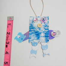 Load image into Gallery viewer, Petunia / Adjustable Robot Monster Ornament / Mixed Media Paper Arts / Paper Doll  Creatures/ Paper Puppet
