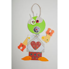 Load image into Gallery viewer, Bart / Adjustable Robot Monster Ornament / Mixed Media Paper Arts / Paper Doll  Creatures/ Paper Puppet
