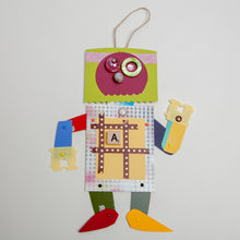 Load image into Gallery viewer, Alice / Adjustable Robot Monster Ornament / Mixed Media Paper Arts / Paper Doll  Creatures/ Paper Puppet
