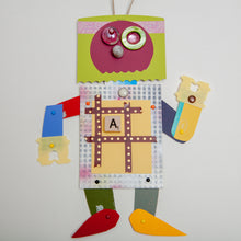 Load image into Gallery viewer, Alice / Adjustable Robot Monster Ornament / Mixed Media Paper Arts / Paper Doll  Creatures/ Paper Puppet
