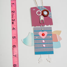 Load image into Gallery viewer, Birdsong / Adjustable Robot Monster Ornament / Mixed Media Paper Arts / Paper Doll  Creatures/ Paper Puppet
