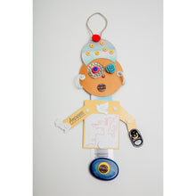 Load image into Gallery viewer, Orla /  Adjustable Robot Monster Ornament / Mixed Media Paper Arts / Paper Doll  Creatures/ Paper Puppet
