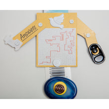 Load image into Gallery viewer, Orla /  Adjustable Robot Monster Ornament / Mixed Media Paper Arts / Paper Doll  Creatures/ Paper Puppet
