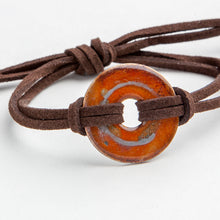 Load image into Gallery viewer, Alcohol Ink Suede Bracelet in Brown &amp; Orange
