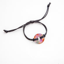 Load image into Gallery viewer, Alcohol Ink Black Nylon Bracelet in Pink, Green, Orange &amp; Fusha

