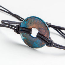 Load image into Gallery viewer, Alcohol Ink Black Nylon Bracelet in Brown &amp; Blue
