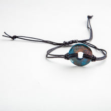 Load image into Gallery viewer, Alcohol Ink Black Nylon Bracelet in Brown &amp; Blue
