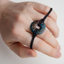 Load image into Gallery viewer, Alcohol Ink Black Nylon Bracelet in Brown &amp; Blue
