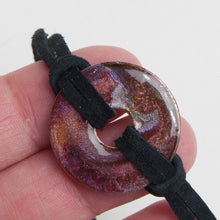 Load image into Gallery viewer, Alcohol Ink Black Suede Bracelet in Rust &amp; Silver
