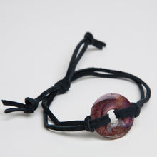 Load image into Gallery viewer, Alcohol Ink Black Suede Bracelet in Rust &amp; Silver
