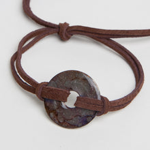 Load image into Gallery viewer, Alcohol Ink Brown Suede Bracelet in Brown &amp; Purple
