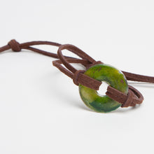 Load image into Gallery viewer, Alcohol Ink Brown Suede Bracelet in Yellow &amp; Green
