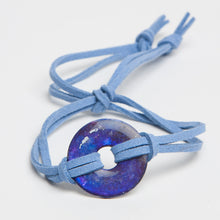Load image into Gallery viewer, Alcohol Ink Light Blue Suede Bracelet in Pink, Blue &amp; Purple
