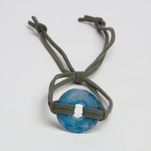 Load image into Gallery viewer, Alcohol Ink Dark Gray Suede Bracelet in Shades of Blue

