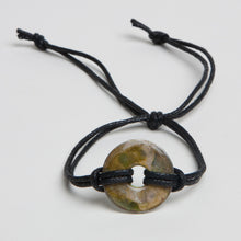 Load image into Gallery viewer, Alcohol Ink Black Cord Bracelet in Brown &amp; Green
