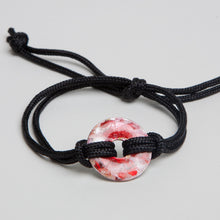 Load image into Gallery viewer, Alcohol Ink Black Nylon Bracelet in Red &amp; Silver
