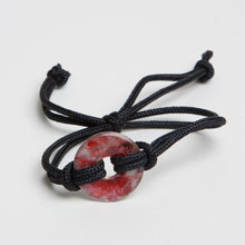 Load image into Gallery viewer, Alcohol Ink Black Nylon Bracelet in Red &amp; Silver
