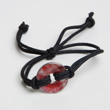 Load image into Gallery viewer, Alcohol Ink Black Nylon Bracelet in Red &amp; Silver
