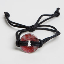 Load image into Gallery viewer, Alcohol Ink Black Nylon Bracelet in Red &amp; Silver
