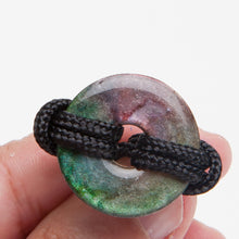 Load image into Gallery viewer, Alcohol Ink Black Nylon Bracelet in Green &amp; Burgundy

