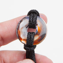 Load image into Gallery viewer, Alcohol Ink Black Nylon Bracelet in Brown &amp; Orange
