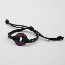 Load image into Gallery viewer, Alcohol Ink Black Nylon Cord Bracelet in Purple, Silver &amp; Black
